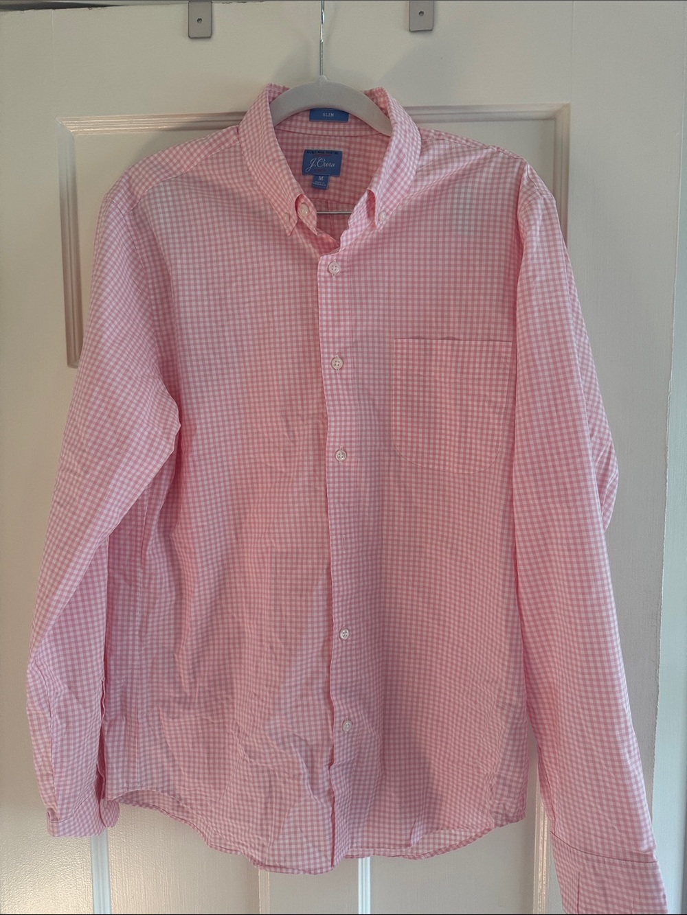 J. Crew Men's Light Pink Gingham Slim-fit Button-Down Shirt